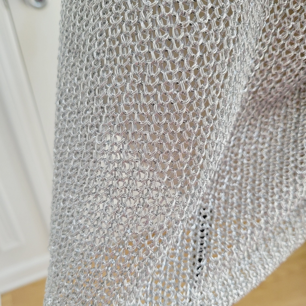 RTA Rhys Metallic Silver Open Knit Pullover Sweater - Picture 13 of 14